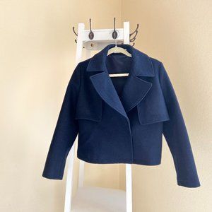 NWOT Cuyana cropped wool jacket, dark blue, size S, Made in Italy